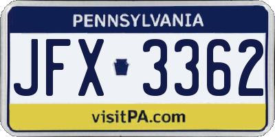PA license plate JFX3362