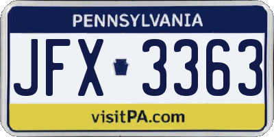PA license plate JFX3363