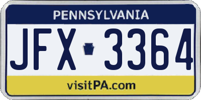 PA license plate JFX3364