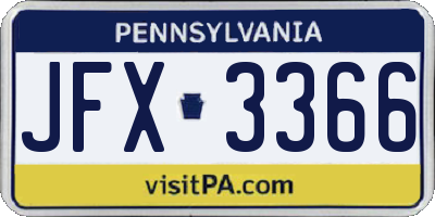 PA license plate JFX3366