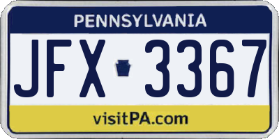 PA license plate JFX3367