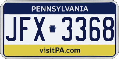 PA license plate JFX3368