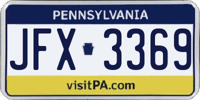 PA license plate JFX3369