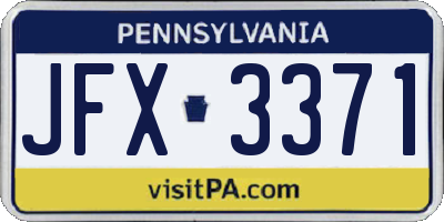 PA license plate JFX3371