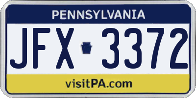 PA license plate JFX3372