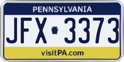 PA license plate JFX3373
