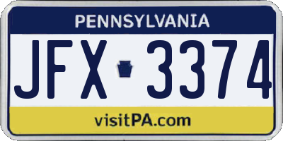 PA license plate JFX3374