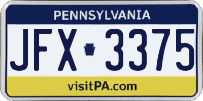 PA license plate JFX3375