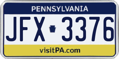 PA license plate JFX3376