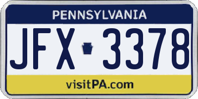 PA license plate JFX3378