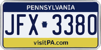 PA license plate JFX3380