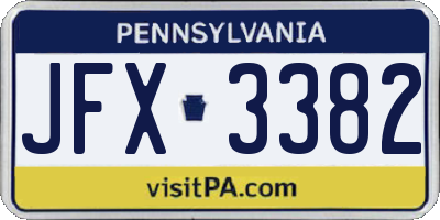 PA license plate JFX3382