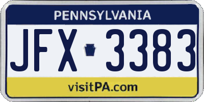 PA license plate JFX3383