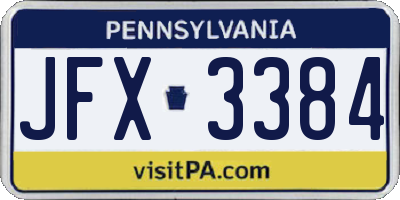 PA license plate JFX3384
