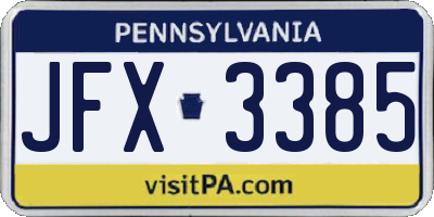 PA license plate JFX3385