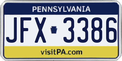 PA license plate JFX3386
