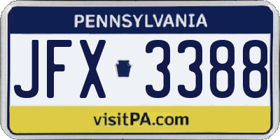 PA license plate JFX3388
