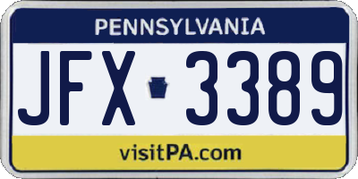 PA license plate JFX3389