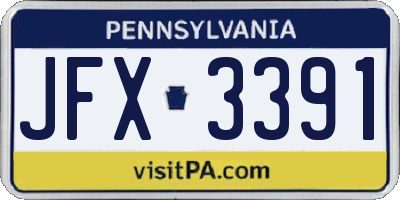 PA license plate JFX3391