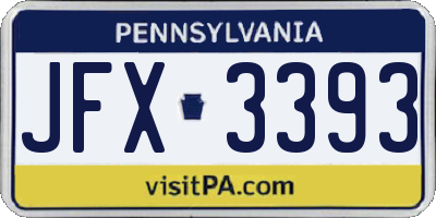 PA license plate JFX3393