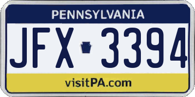 PA license plate JFX3394