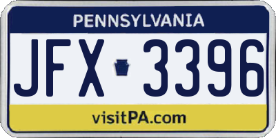 PA license plate JFX3396