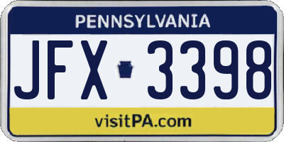 PA license plate JFX3398