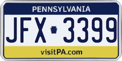 PA license plate JFX3399