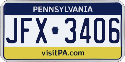 PA license plate JFX3406