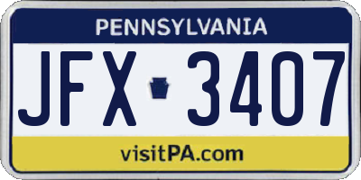 PA license plate JFX3407
