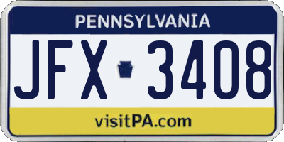 PA license plate JFX3408
