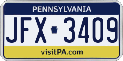 PA license plate JFX3409
