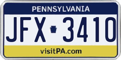 PA license plate JFX3410