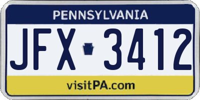 PA license plate JFX3412