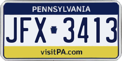 PA license plate JFX3413