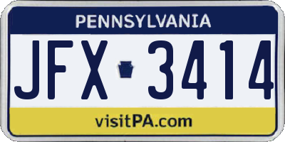 PA license plate JFX3414