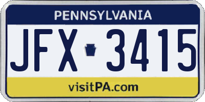 PA license plate JFX3415