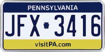 PA license plate JFX3416