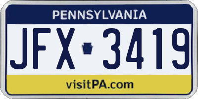 PA license plate JFX3419