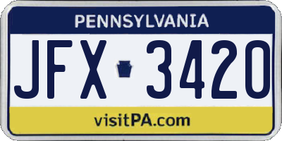 PA license plate JFX3420