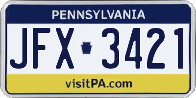 PA license plate JFX3421