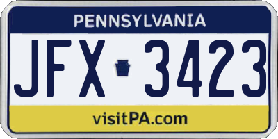 PA license plate JFX3423