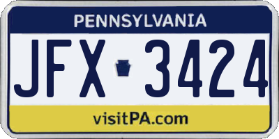 PA license plate JFX3424