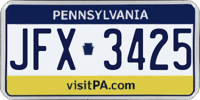 PA license plate JFX3425