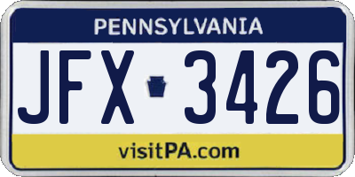 PA license plate JFX3426