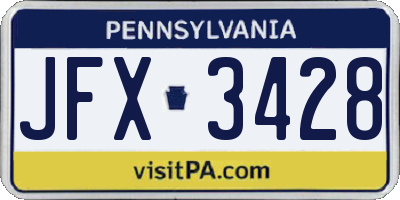 PA license plate JFX3428