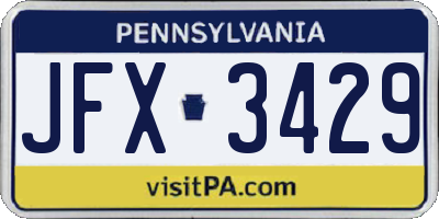 PA license plate JFX3429