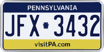PA license plate JFX3432