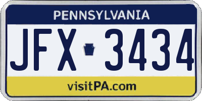 PA license plate JFX3434