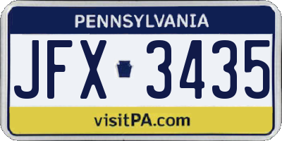 PA license plate JFX3435